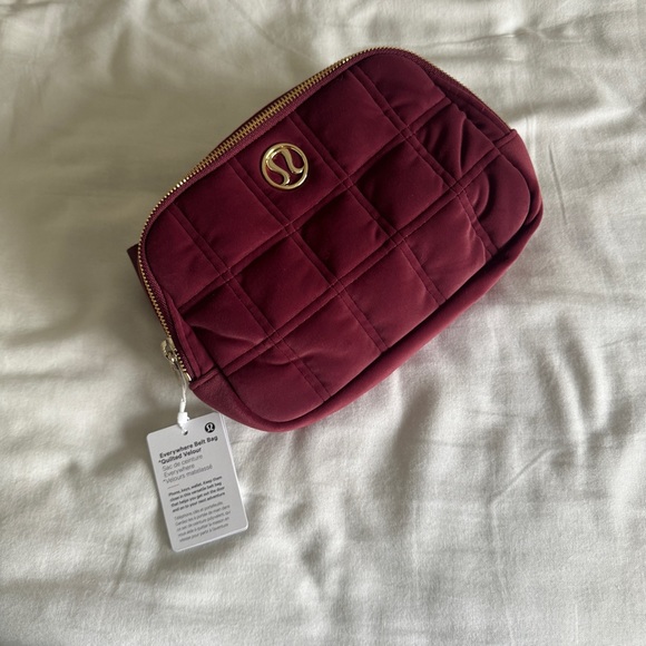lululemon athletica Handbags - Lululemon Everywhere Belt Bag Quilted Velour Wine Berry